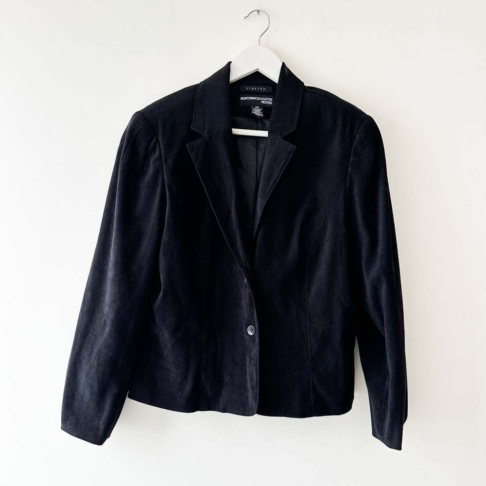 Norton McNaughton- Faux Suede - Stretch - Black Boxy Jacket - Size 14P